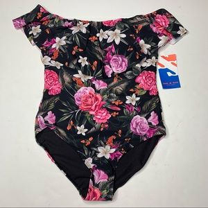 Sun & Sea off the shoulder floral bathing Suit NEW